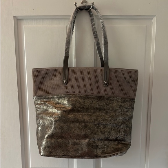 Stella & Dot Handbags - Stella & Dot Metallic & Faux Suede Tote Bag